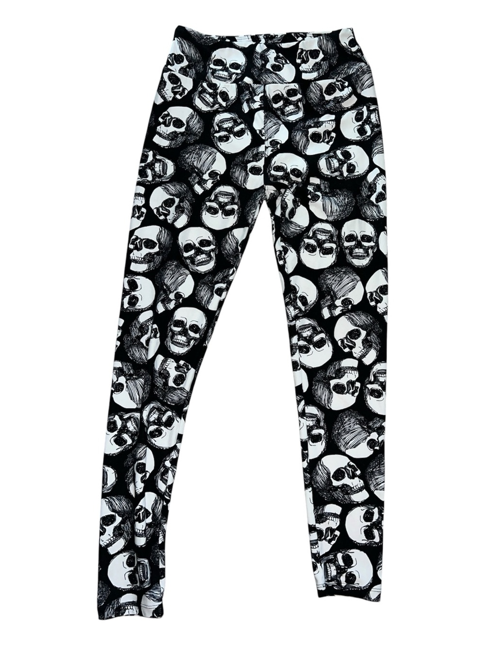 LuLaRoe Black & White Skull Print Leggings one size